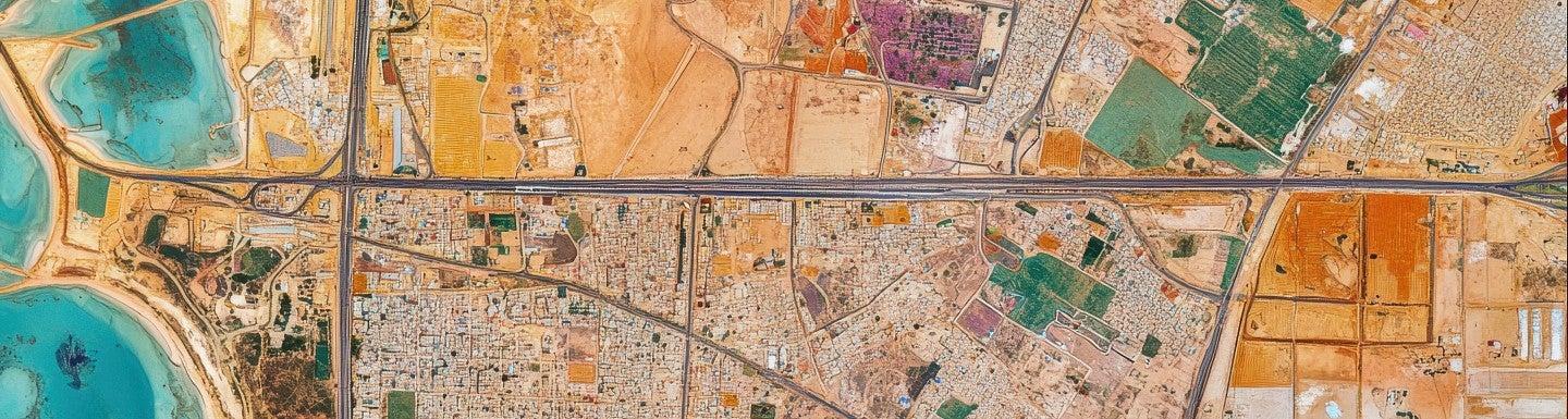 satellite photo of urban and rural area